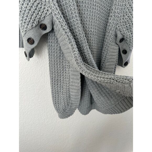 J. Crew Womans Medium Gray Button-Sleeve Turtleneck Poncho Sweater - Picture 3 of 8